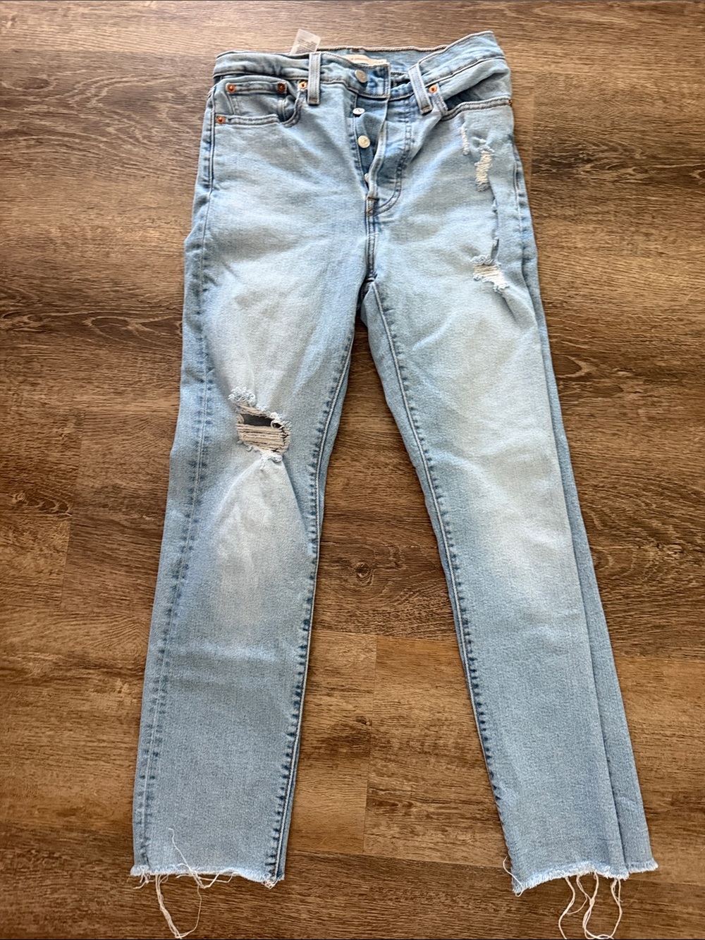 Levi's Light Blue Distressed Straight Leg Jeans